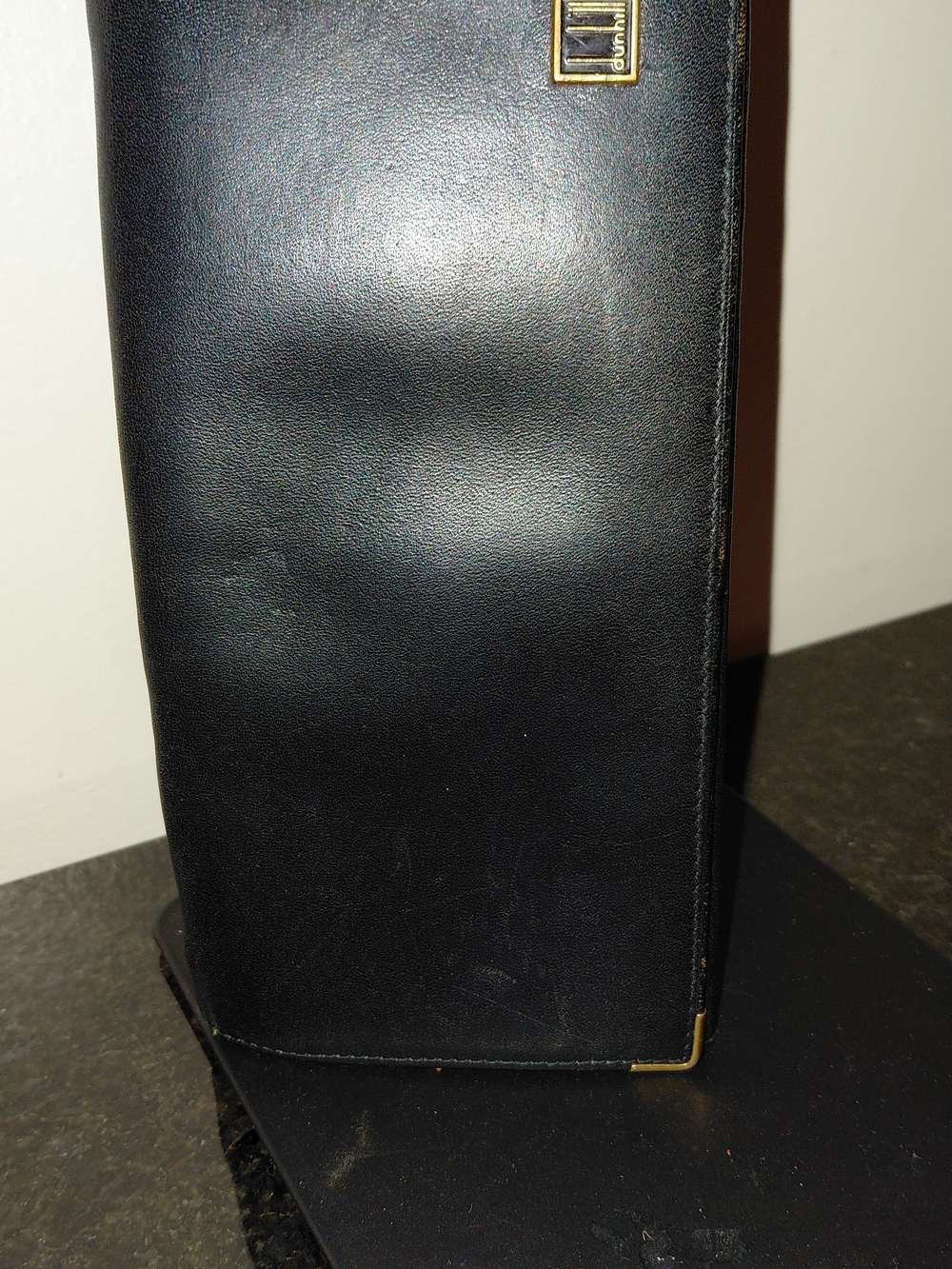 Alfred Dunhill Black Soft Leather Long Bifold Card Holder Travel Wallet GUC!
